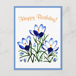Blauwe krokussen in lente ansichtkaart briefkaart