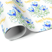 Blauwe krokussen in lente inpakpapier (Rol Hoek)