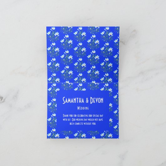 Blauwe Krokussen met wit Lijst Bedankkaart (Binnen)