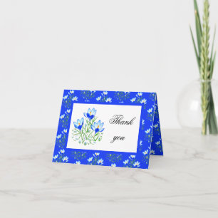 Blauwe Krokussen met wit Lijst Bedankkaart