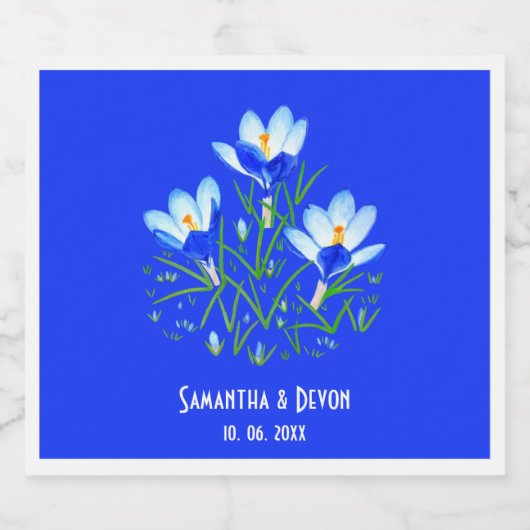Blauwe Krokussen Trouwen Bier Labels Bier Etiket (Enkel label)