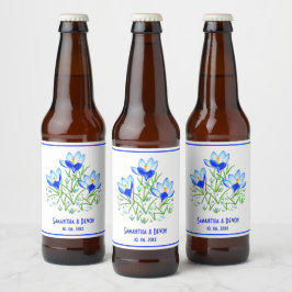 Blauwe Krokussen Witte Trouw Bierlabels Bier Etiket