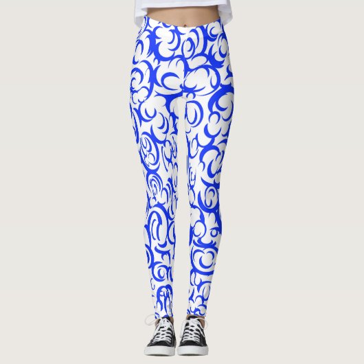 Blauwe krommen leggings (Voorkant)