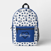 Blauwe kronkelharten, pom Poms, Megafone Pattern Bedrukte Rugzak (Voorkant)