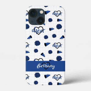 Blauwe kronkelharten, pom Poms, Megafone Pattern Case-Mate iPhone Case