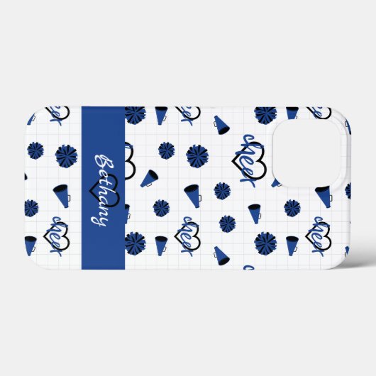 Blauwe kronkelharten, pom Poms, Megafone Pattern Case-Mate iPhone Case (Achterkant (horizontaal))