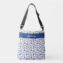 Blauwe kronkelharten, pom Poms, Megafone Pattern Crossbody Tas