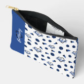 Blauwe kronkelharten, pom Poms, Megafone Pattern Etui (Open)