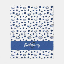Blauwe kronkelharten, pom Poms, Megafone Pattern Fleece Deken