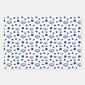 Blauwe kronkelharten, pom Poms, Megafone Pattern Inpakpapier Vel (Voorkant)