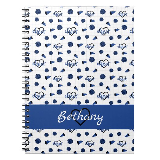Blauwe kronkelharten, pom Poms, Megafone Pattern Notitieboek (Voorkant)