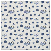 Blauwe kronkelharten, pom Poms, Megafone Pattern Stof (Swatch)