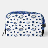 Blauwe kronkelharten, pom Poms, Megafone Pattern Toilettasje (Achterkant)