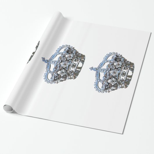 Blauwe kroon cadeaupapier (Uitgerold)
