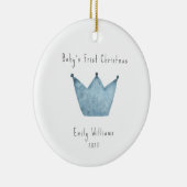 Blauwe Kroon Foto Baby's Eerste Kerstmis Keramisch Ornament (Rechts)