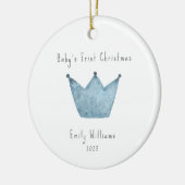 Blauwe Kroon Foto Baby's Eerste Kerstmis Keramisch Ornament (Links)