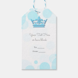 Blauwe kroon & stippen Royal geboorte feestje favo Cadeaulabel
