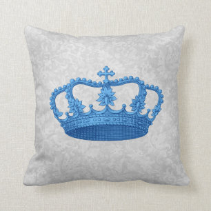 Blauwe  kroon Zilvergrijze achtergrond Kussen