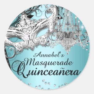 Blauwe Kroonluchter Masquerade Quinceanera Sticker