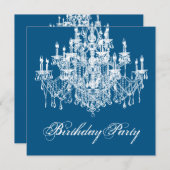 Blauwe kroonluchter vrouwen 40ste verjaardagsfees kaart (Voorkant / Achterkant)