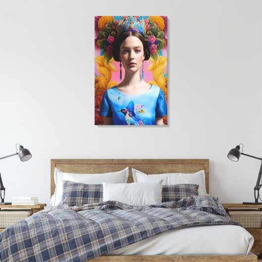Blauwe kroonprinses canvas afdruk (Insitu (Slaapkamer))