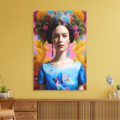 Blauwe kroonprinses canvas afdruk (Insitu (Woonkamer))