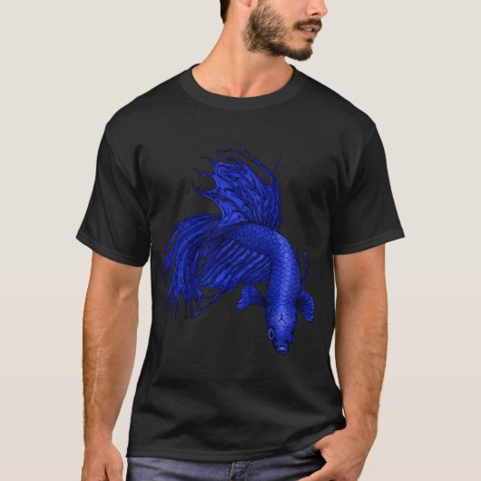 Blauwe Kroonstaart Betta T-shirt (Voorkant)