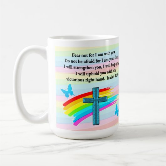 BLAUWE KROSS EN BUTTERFLY ISAIAH 41:10 KOFFIEMOK (Links)