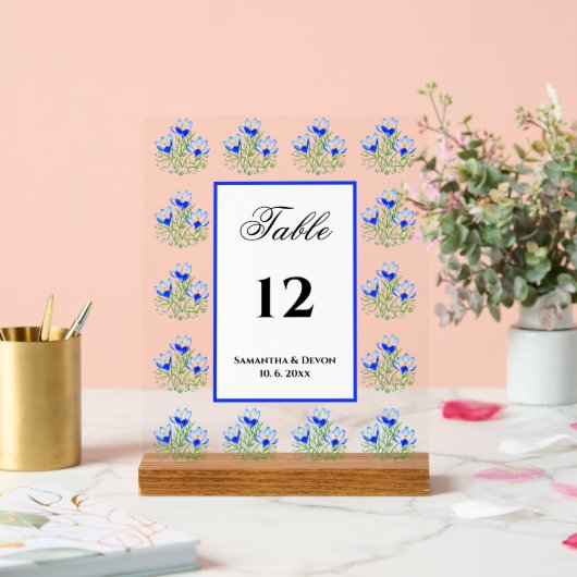 Blauwe kruiden acryl bord (Huwelijk)