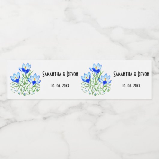 Blauwe kruiden waterfles etiket (Enkel label)