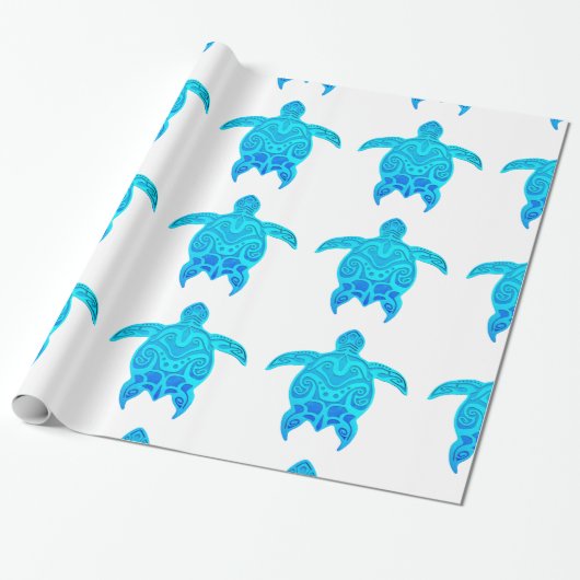 Blauwe kruidenschildpad cadeaupapier (Uitgerold)