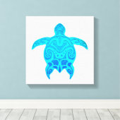 Blauwe kruidenschildpad canvas afdruk (Insitu (Houten vloer))