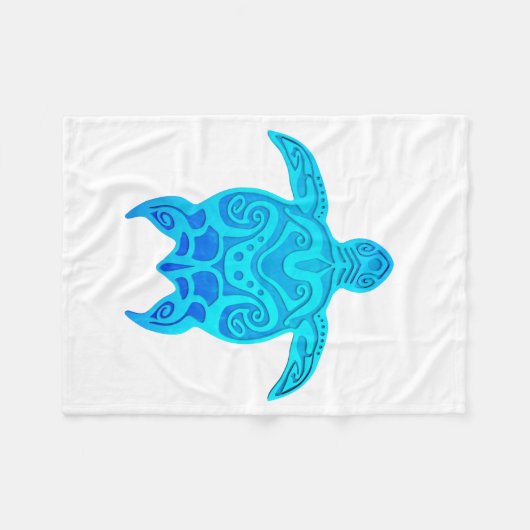 Blauwe kruidenschildpad fleece deken (Voorkant (Horizontaal))