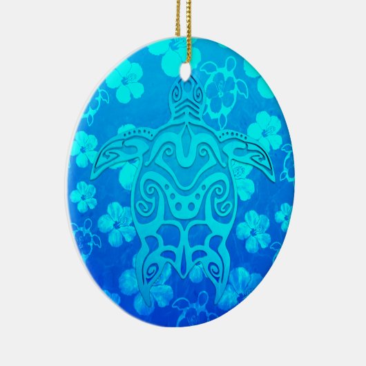 Blauwe kruidenschildpad keramisch ornament (Rechts)