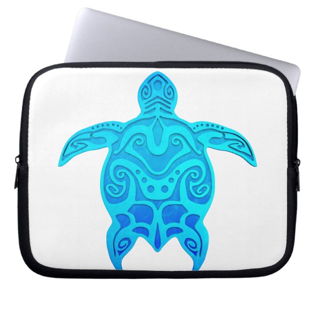 Blauwe kruidenschildpad laptop sleeve (Voorkant)