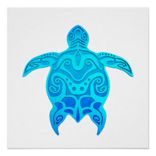 Blauwe kruidenschildpad poster