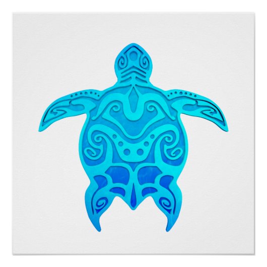 Blauwe kruidenschildpad poster (Voorkant)