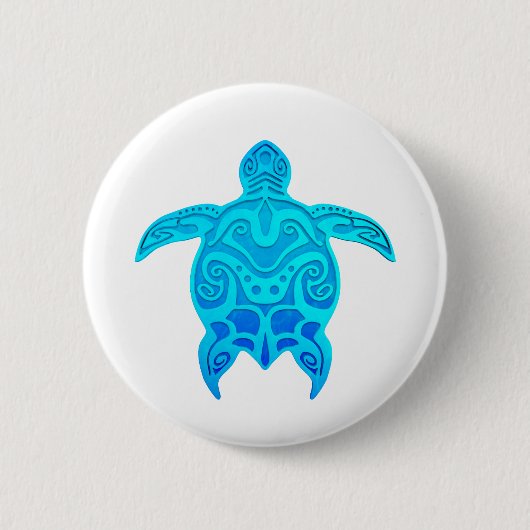 Blauwe kruidenschildpad ronde button 5,7 cm (Voorkant)