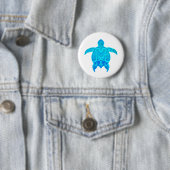 Blauwe kruidenschildpad ronde button 5,7 cm (In situ)