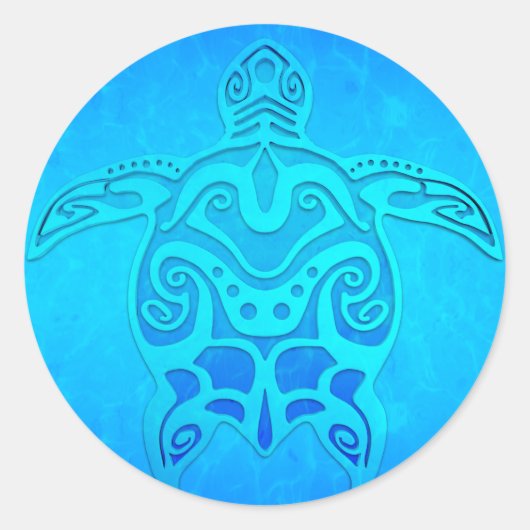 Blauwe kruidenschildpad ronde sticker (Voorkant)