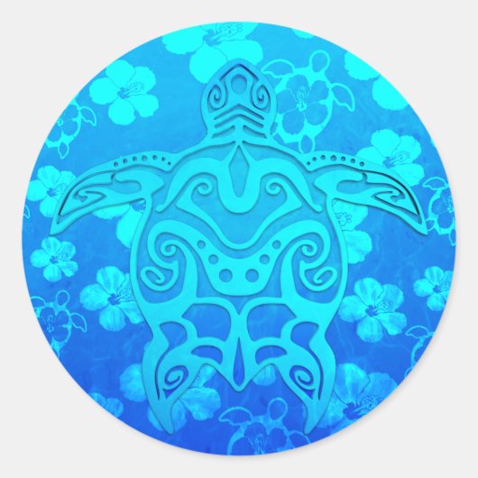 Blauwe kruidenschildpad ronde sticker (Voorkant)