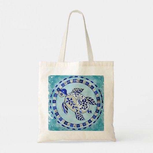 Blauwe kruidenschildpad tote bag (Achterkant)