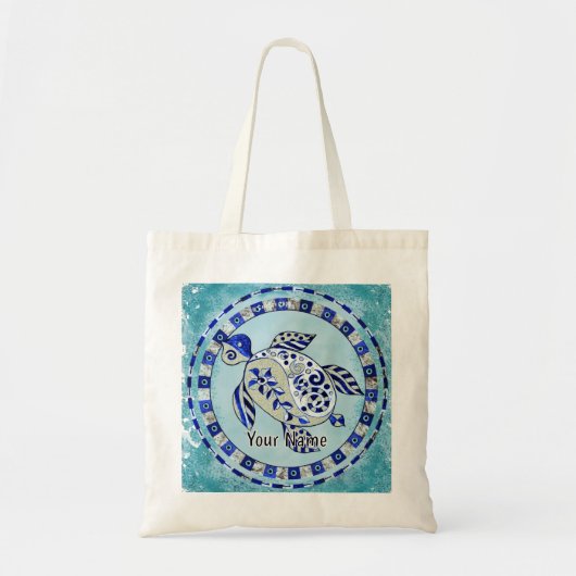 Blauwe kruidenschildpad tote bag (Voorkant)