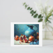 Blauwe kruik en Granaatappels, Briefkaart (Staand voorkant)