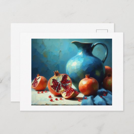 Blauwe kruik en Granaatappels, Briefkaart (Voorkant / Achterkant)