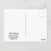 Blauwe kruik en Granaatappels, Briefkaart (Achterkant)