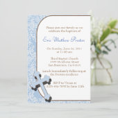 Blauwe kruis doop/doopuitnodiging kaart (Staand voorkant)