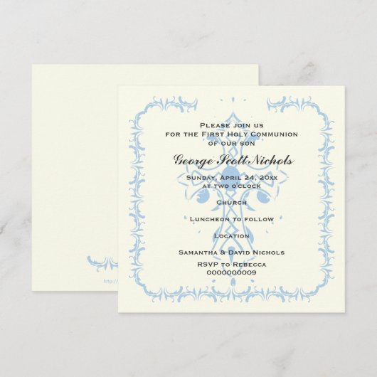 Blauwe Kruis Eerste Communie Bevestiging Kaart (Voorkant / Achterkant)