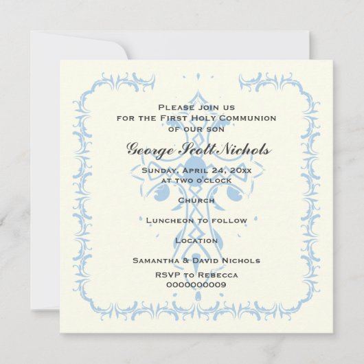 Blauwe Kruis Eerste Communie Bevestiging Kaart (Voorkant)