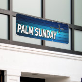 blauwe kruis en planken Palm Sunday Spandoek (Buitenkant Gebouw)